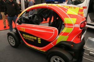 Elektrisch angetriebene Fahrzeuge werden sich für den Einsatz bei der Feuerwehr bewähren. Renault Twizy